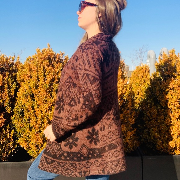 Gerry Weber Edition Ditsy Duster Wool Northern Pattern Long Coat Cardigan - Picture 9 of 15